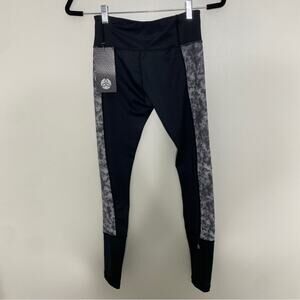 Vie Active Black Gray Camo Side Stripe Ali Full Length Leggings Pants XXS